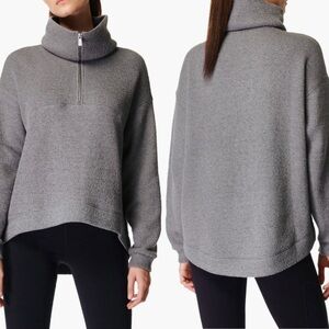 Sweaty Betty Restful Bouclé Half Zip Shawl Collar Sweatshirt